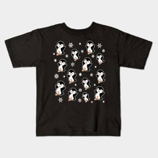 Cute Penguins and Snowflakes Kids T-Shirt